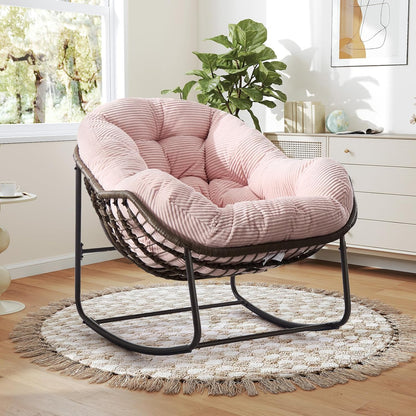 Giant Rattan Egg Chair with Thick Cushion – Swinging Hanging Chair for Garden, Balcony & Indoor Lounge
