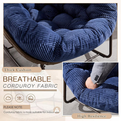Giant Rattan Egg Chair with Thick Cushion – Swinging Hanging Chair for Garden, Balcony & Indoor Lounge