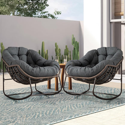 Giant Rattan Egg Chair with Thick Cushion – Swinging Hanging Chair for Garden, Balcony & Indoor Lounge