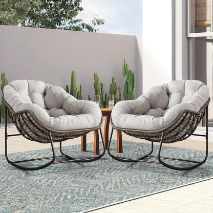 Giant Rattan Egg Chair with Thick Cushion – Swinging Hanging Chair for Garden, Balcony & Indoor Lounge
