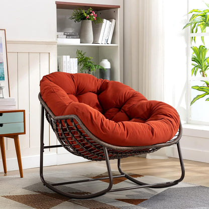 Giant Rattan Egg Chair with Thick Cushion – Swinging Hanging Chair for Garden, Balcony & Indoor Lounge