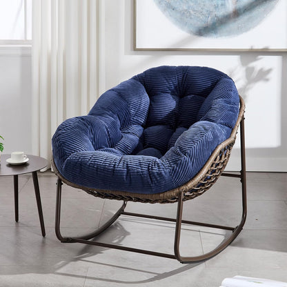 Giant Rattan Egg Chair with Thick Cushion – Swinging Hanging Chair for Garden, Balcony & Indoor Lounge