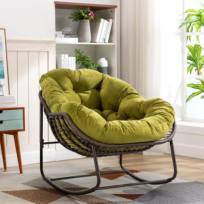 Giant Rattan Egg Chair with Thick Cushion – Swinging Hanging Chair for Garden, Balcony & Indoor Lounge