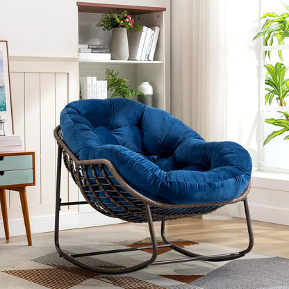 Giant Rattan Egg Chair with Thick Cushion – Swinging Hanging Chair for Garden, Balcony & Indoor Lounge